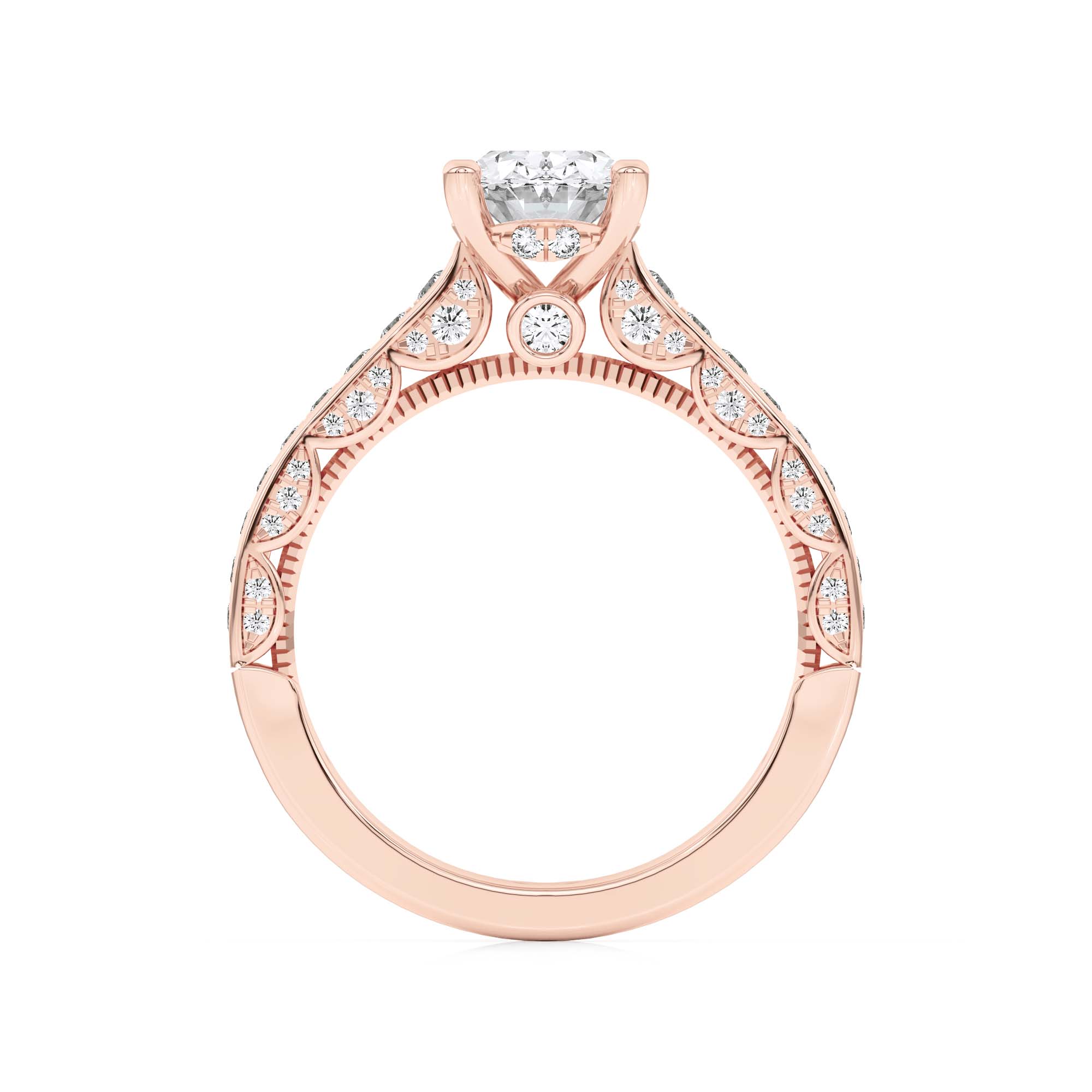 2CTW Oval Shaped Lab Grown Diamond (F/VS) Accented Engagement Ring in 14K Gold