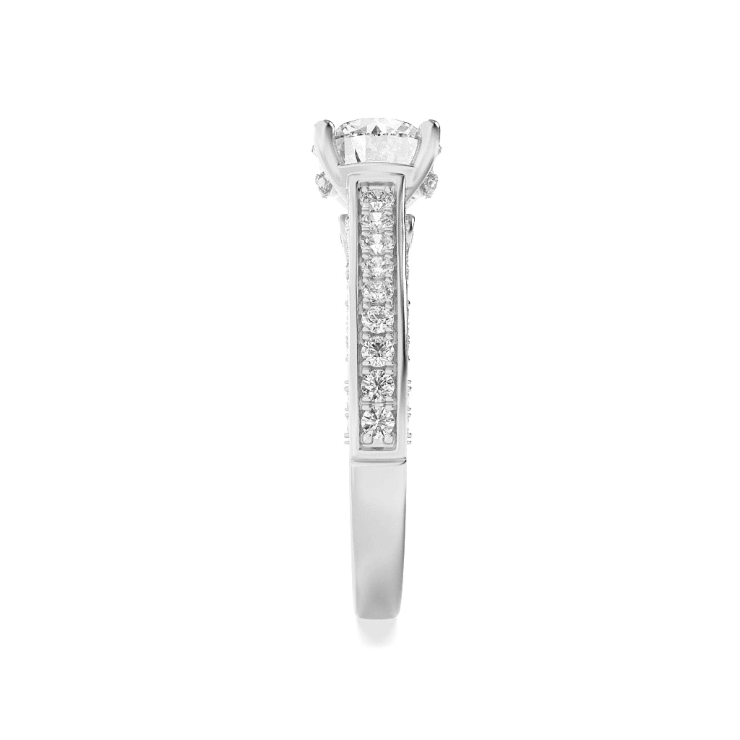 2CTW Round Shaped Lab Grown Diamond (F/VS) Accented Engagement Ring in 14K Gold