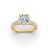 2CTW Round Shaped Lab Grown Diamond (F/VS) Accented Engagement Ring in 14K Gold