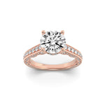 2CTW Round Shaped Lab Grown Diamond (F/VS) Accented Engagement Ring in 14K Gold