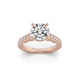 2CTW Round Shaped Lab Grown Diamond (F/VS) Accented Engagement Ring in 14K Gold