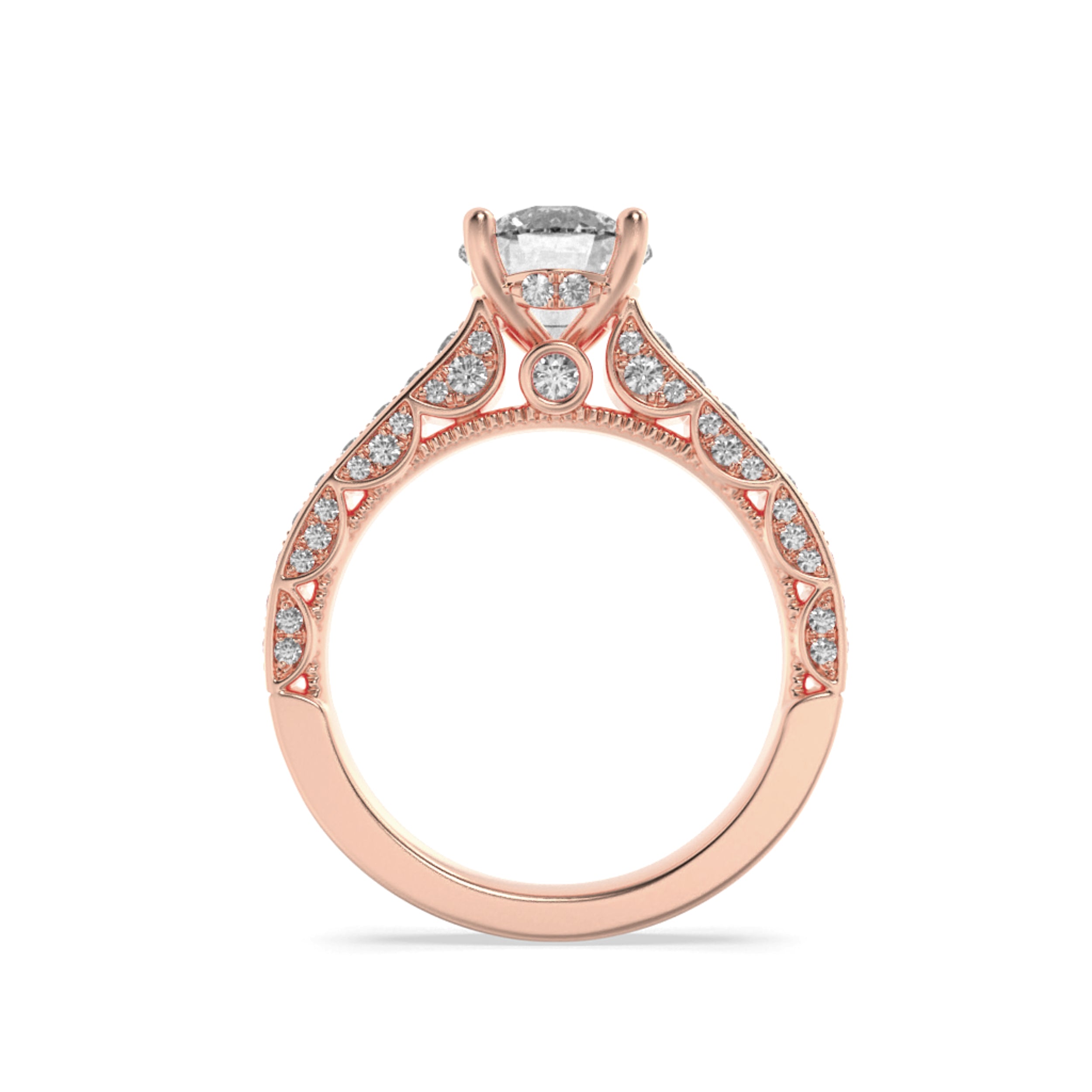 2CTW Round Shaped Lab Grown Diamond (F/VS) Accented Engagement Ring in 14K Gold