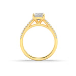 2CTW Emerald Shaped Lab Grown Diamond (F/VS) Cross Shank Accented Engagement Ring in 14K Gold
