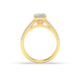 2CTW Emerald Shaped Lab Grown Diamond (F/VS) Cross Shank Accented Engagement Ring in 14K Gold