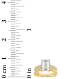 2CTW Emerald Shaped Lab Grown Diamond (F/VS) Cross Shank Accented Engagement Ring in 14K Gold