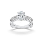 2CTW Oval Shaped Lab Grown Diamond (F/VS) Cross Shank Accented Engagement Ring in 14K Gold