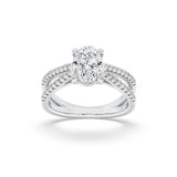 2CTW Oval Shaped Lab Grown Diamond (F/VS) Cross Shank Accented Engagement Ring in 14K Gold