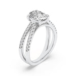 2CTW Oval Shaped Lab Grown Diamond (F/VS) Cross Shank Accented Engagement Ring in 14K Gold