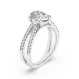 2CTW Oval Shaped Lab Grown Diamond (F/VS) Cross Shank Accented Engagement Ring in 14K Gold