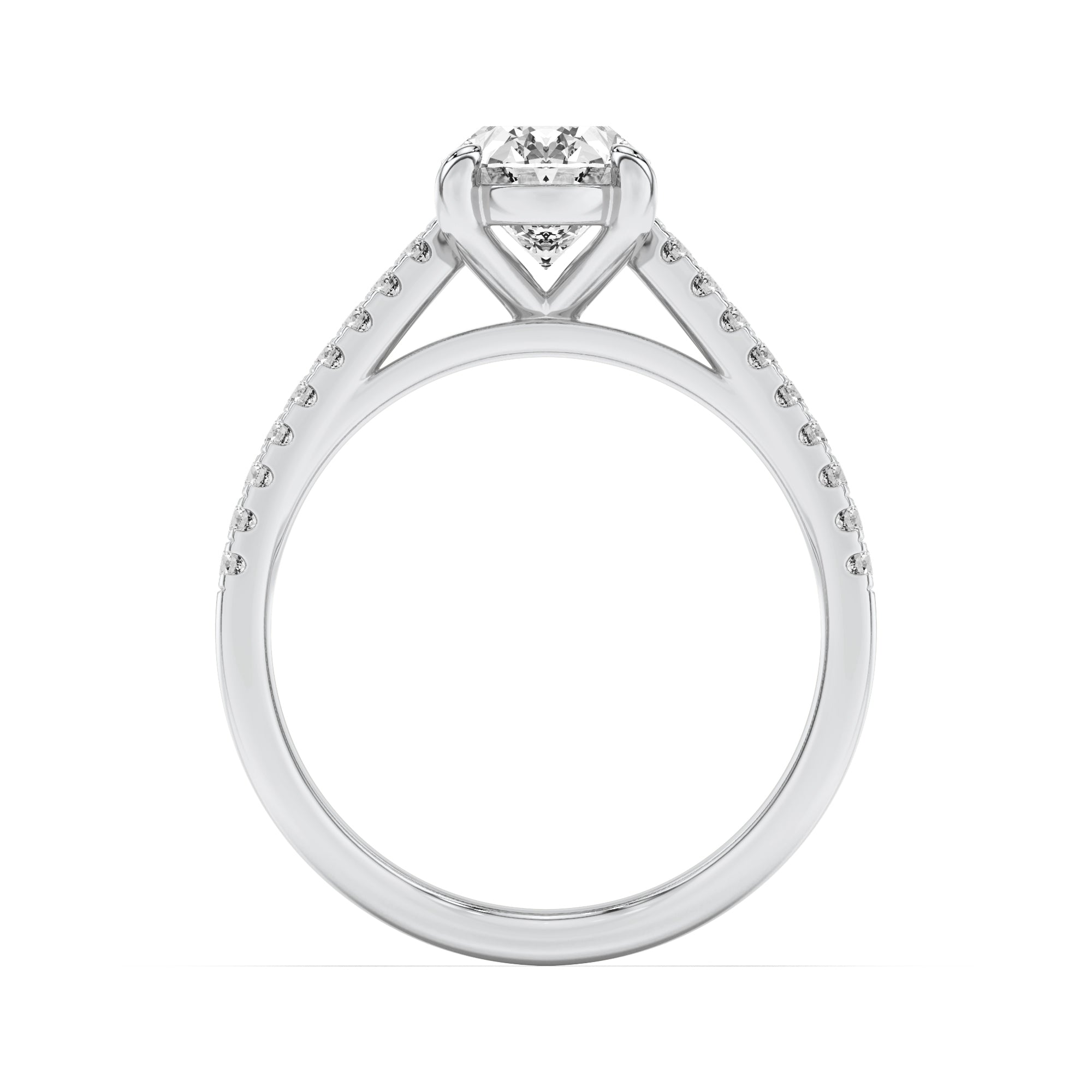 2CTW Oval Shaped Lab Grown Diamond (F/VS) Cross Shank Accented Engagement Ring in 14K Gold