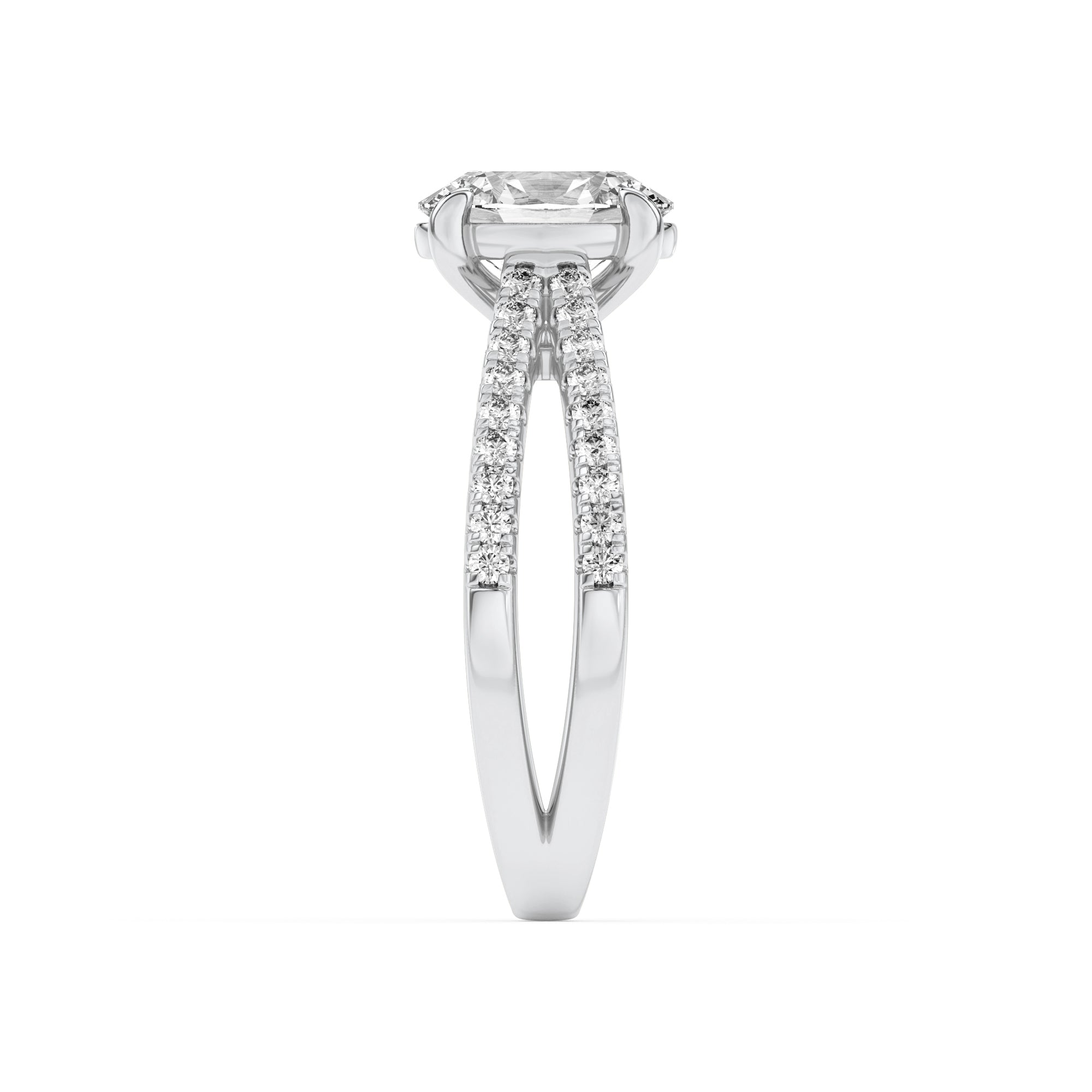 2CTW Oval Shaped Lab Grown Diamond (F/VS) Cross Shank Accented Engagement Ring in 14K Gold