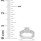 2CTW Oval Shaped Lab Grown Diamond (F/VS) Cross Shank Accented Engagement Ring in 14K Gold