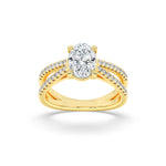 2CTW Oval Shaped Lab Grown Diamond (F/VS) Cross Shank Accented Engagement Ring in 14K Gold