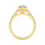 2CTW Oval Shaped Lab Grown Diamond (F/VS) Cross Shank Accented Engagement Ring in 14K Gold