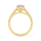 2CTW Oval Shaped Lab Grown Diamond (F/VS) Cross Shank Accented Engagement Ring in 14K Gold
