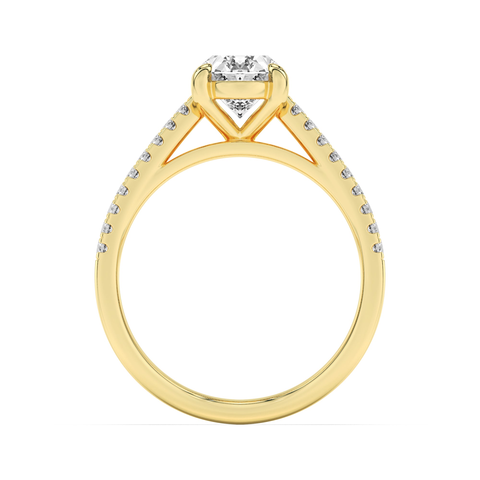2CTW Oval Shaped Lab Grown Diamond (F/VS) Cross Shank Accented Engagement Ring in 14K Gold
