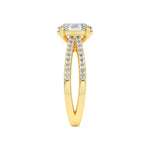 2CTW Oval Shaped Lab Grown Diamond (F/VS) Cross Shank Accented Engagement Ring in 14K Gold