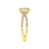 2CTW Oval Shaped Lab Grown Diamond (F/VS) Cross Shank Accented Engagement Ring in 14K Gold