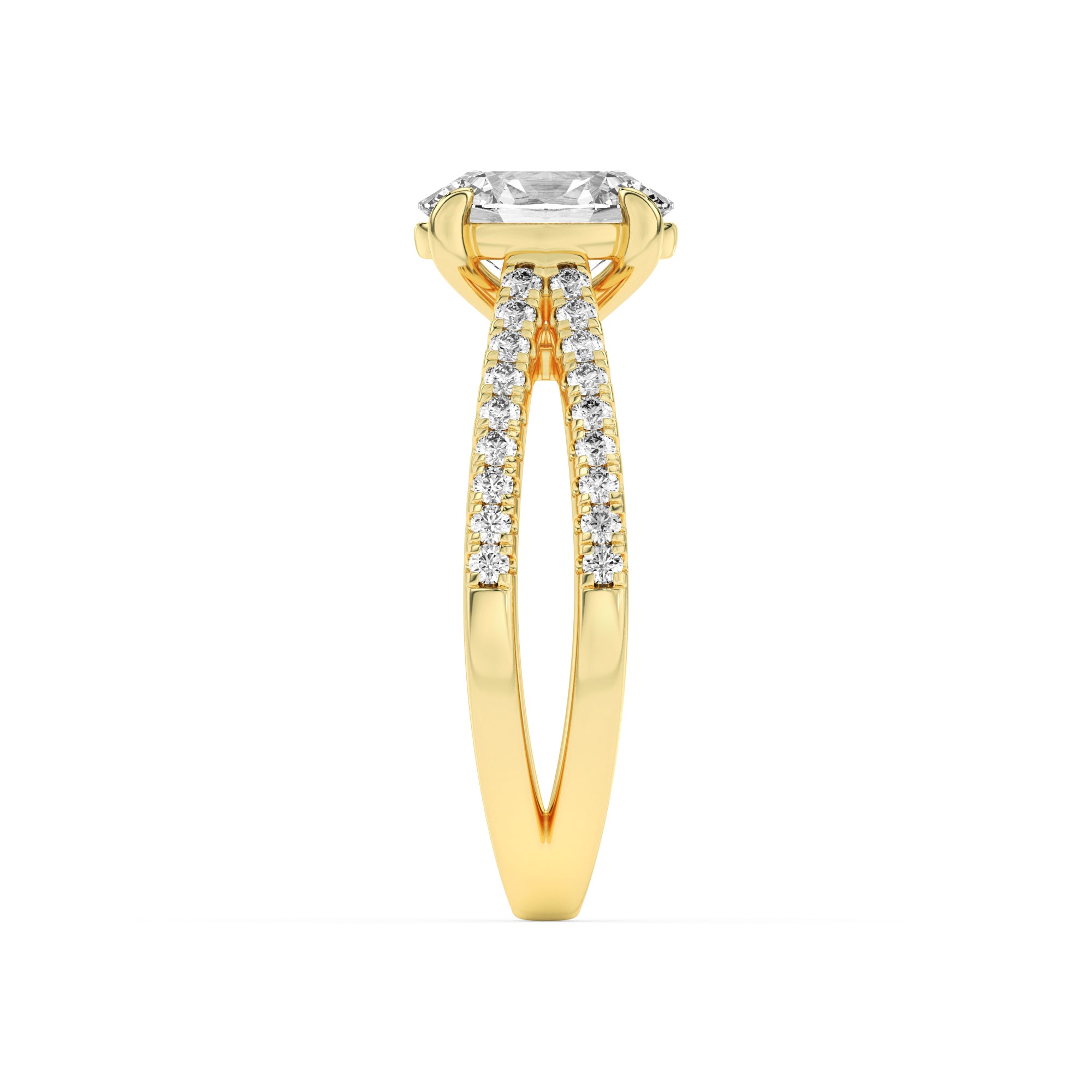 2CTW Oval Shaped Lab Grown Diamond (F/VS) Cross Shank Accented Engagement Ring in 14K Gold