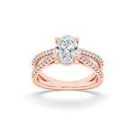 2CTW Oval Shaped Lab Grown Diamond (F/VS) Cross Shank Accented Engagement Ring in 14K Gold