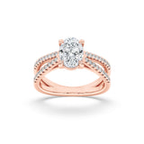 2CTW Oval Shaped Lab Grown Diamond (F/VS) Cross Shank Accented Engagement Ring in 14K Gold