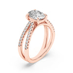 2CTW Oval Shaped Lab Grown Diamond (F/VS) Cross Shank Accented Engagement Ring in 14K Gold