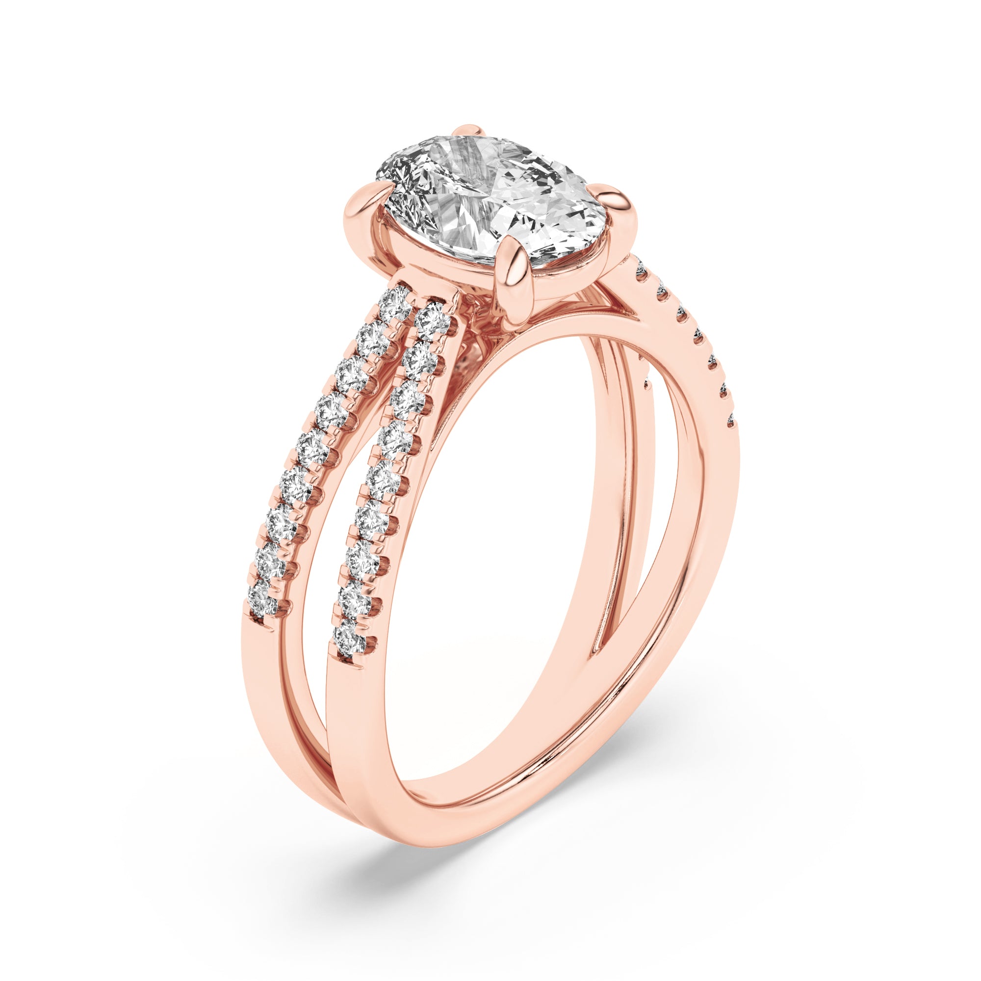 2CTW Oval Shaped Lab Grown Diamond (F/VS) Cross Shank Accented Engagement Ring in 14K Gold
