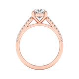2CTW Oval Shaped Lab Grown Diamond (F/VS) Cross Shank Accented Engagement Ring in 14K Gold