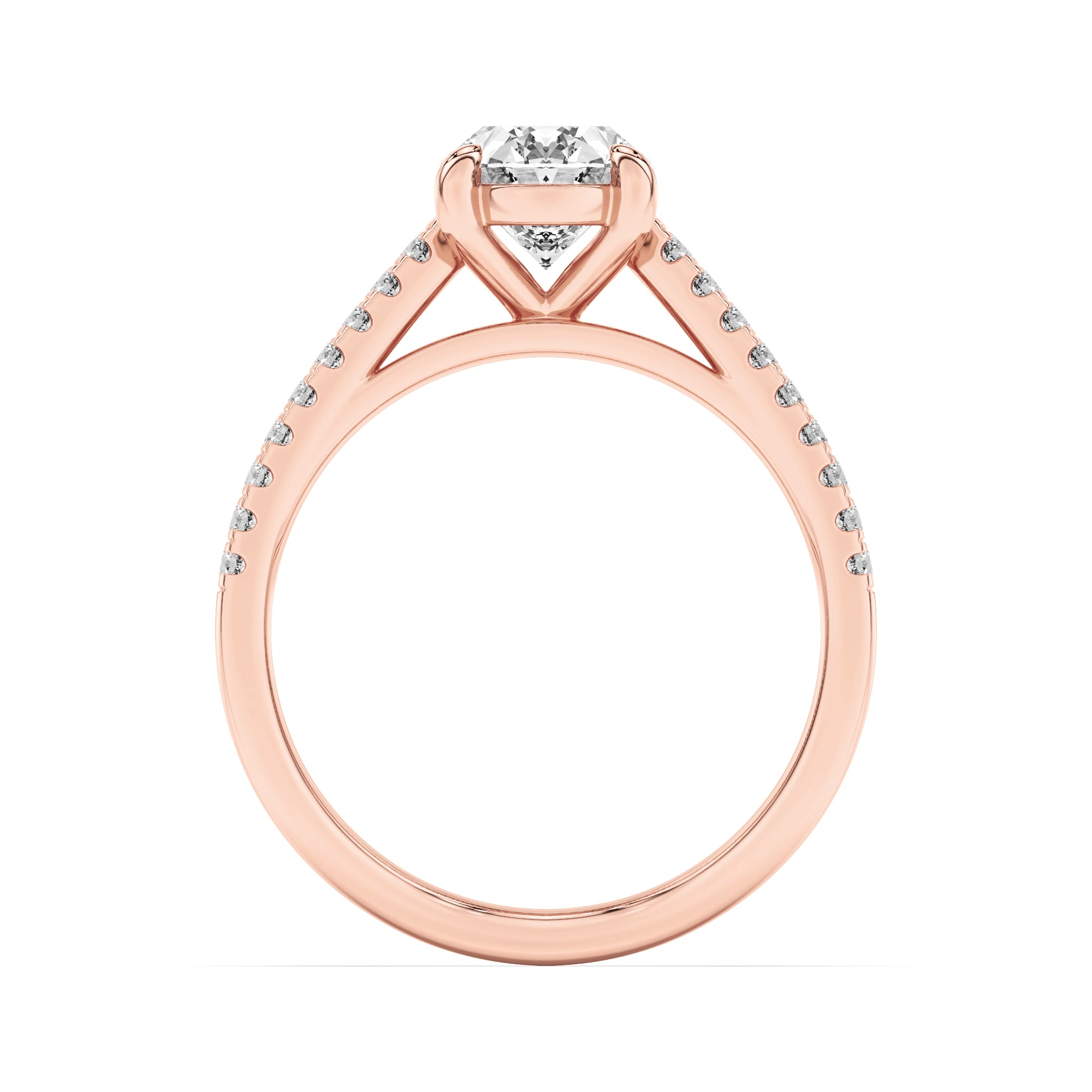 2CTW Oval Shaped Lab Grown Diamond (F/VS) Cross Shank Accented Engagement Ring in 14K Gold
