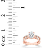 2CTW Oval Shaped Lab Grown Diamond (F/VS) Cross Shank Accented Engagement Ring in 14K Gold