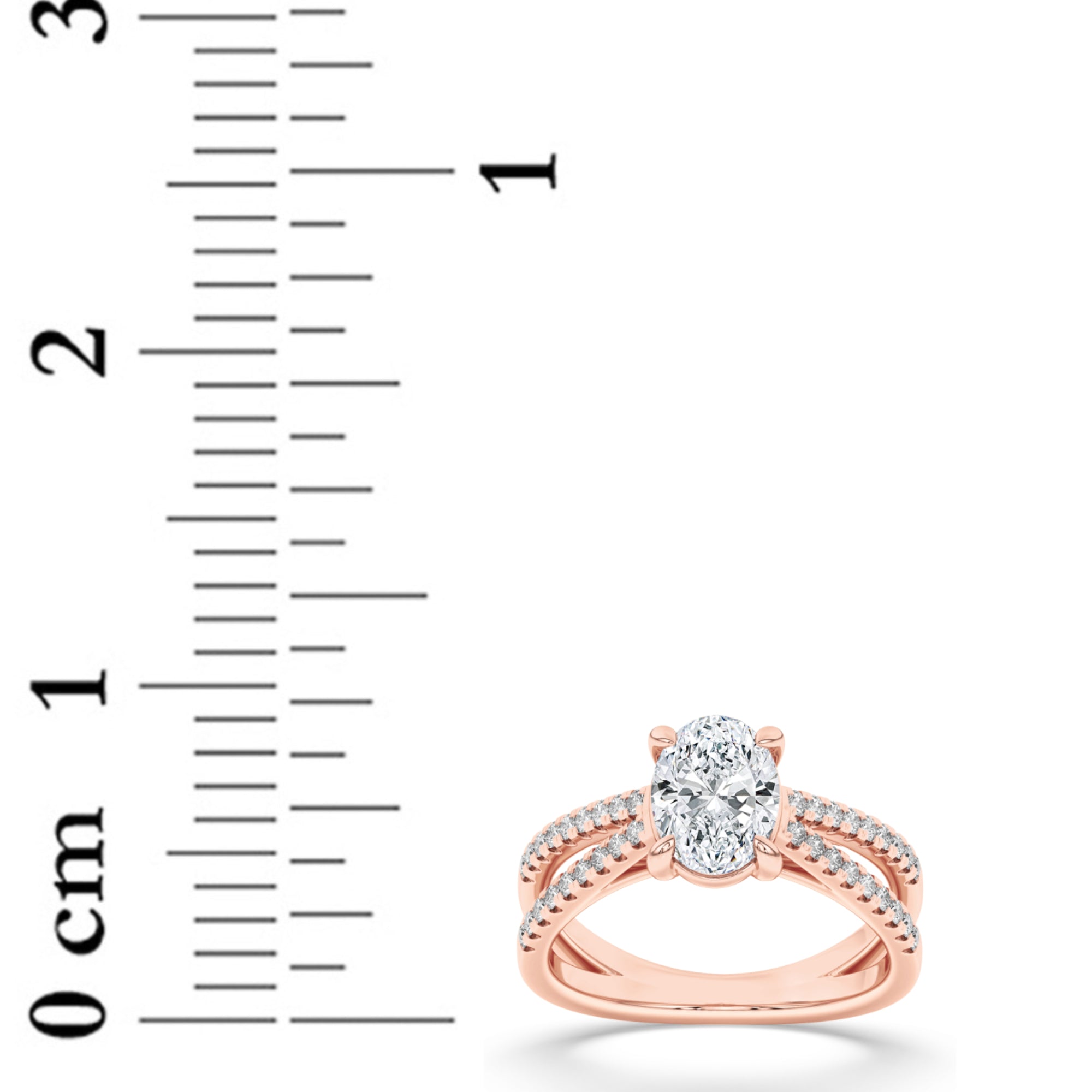 2CTW Oval Shaped Lab Grown Diamond (F/VS) Cross Shank Accented Engagement Ring in 14K Gold