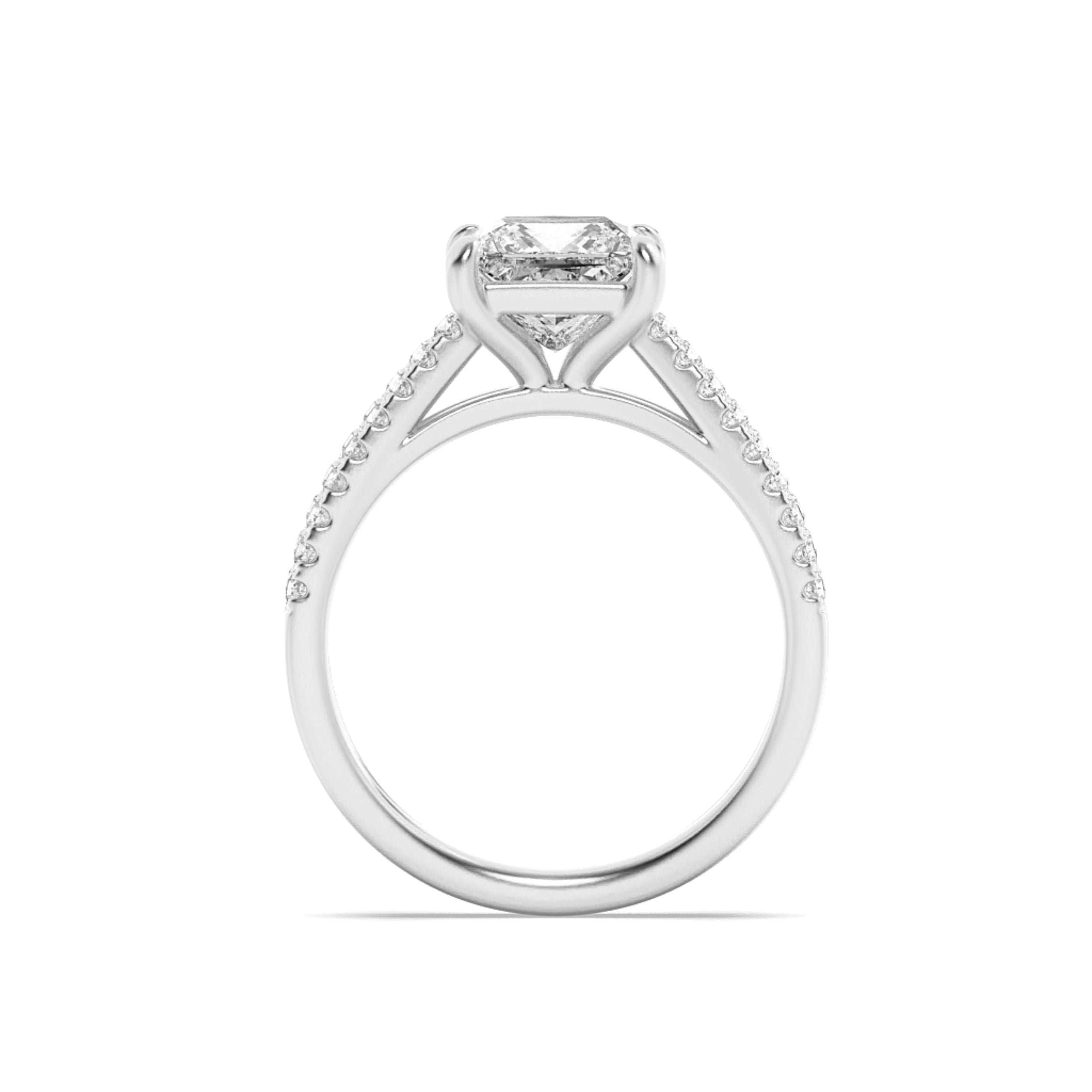 2CTW Princess Shaped Lab Grown Diamond (F/VS) Cross Shank Accented Engagement Ring in 14K Gold