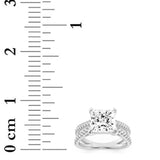 2CTW Princess Shaped Lab Grown Diamond (F/VS) Cross Shank Accented Engagement Ring in 14K Gold