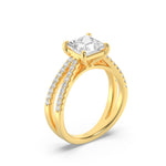 2CTW Princess Shaped Lab Grown Diamond (F/VS) Cross Shank Accented Engagement Ring in 14K Gold