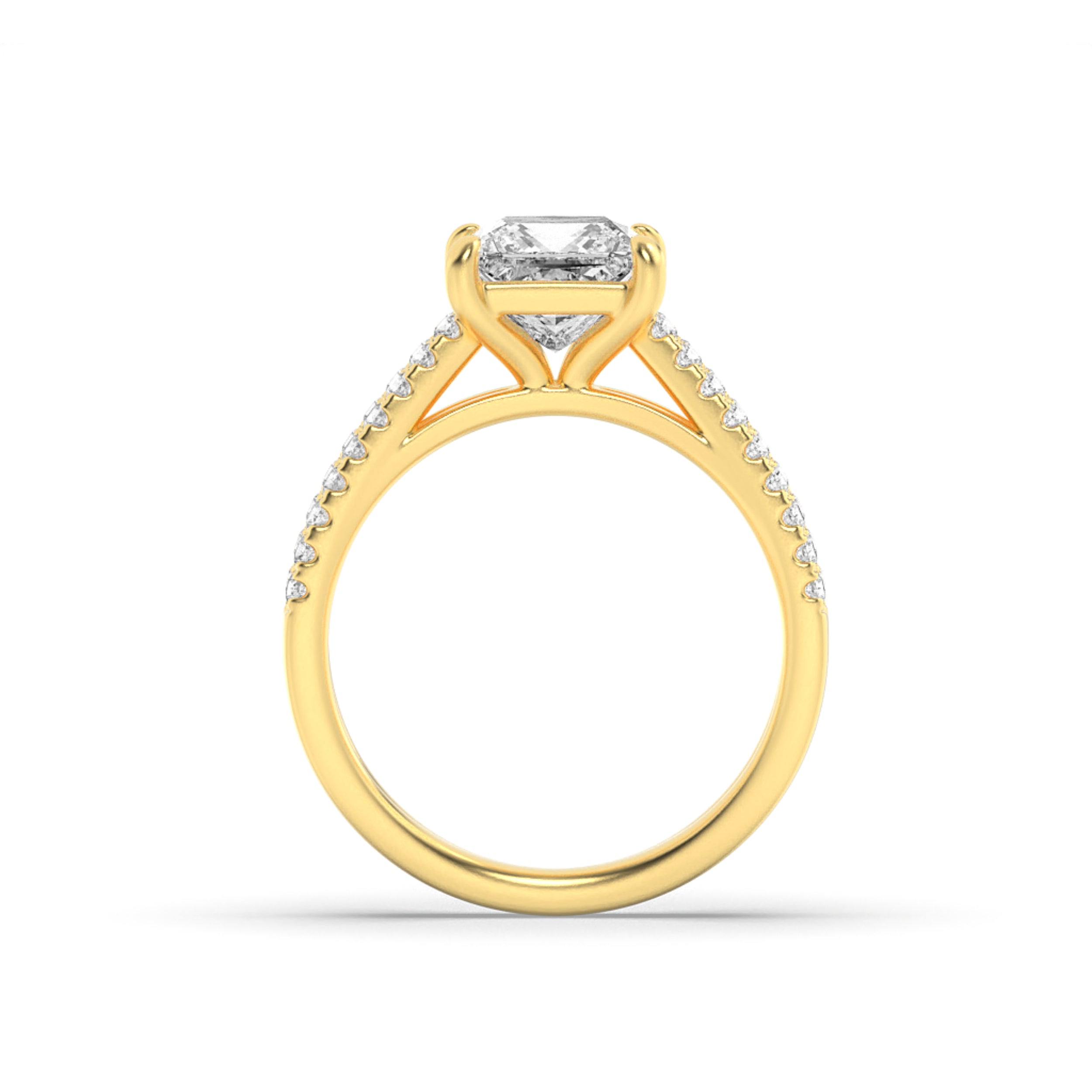 2CTW Princess Shaped Lab Grown Diamond (F/VS) Cross Shank Accented Engagement Ring in 14K Gold