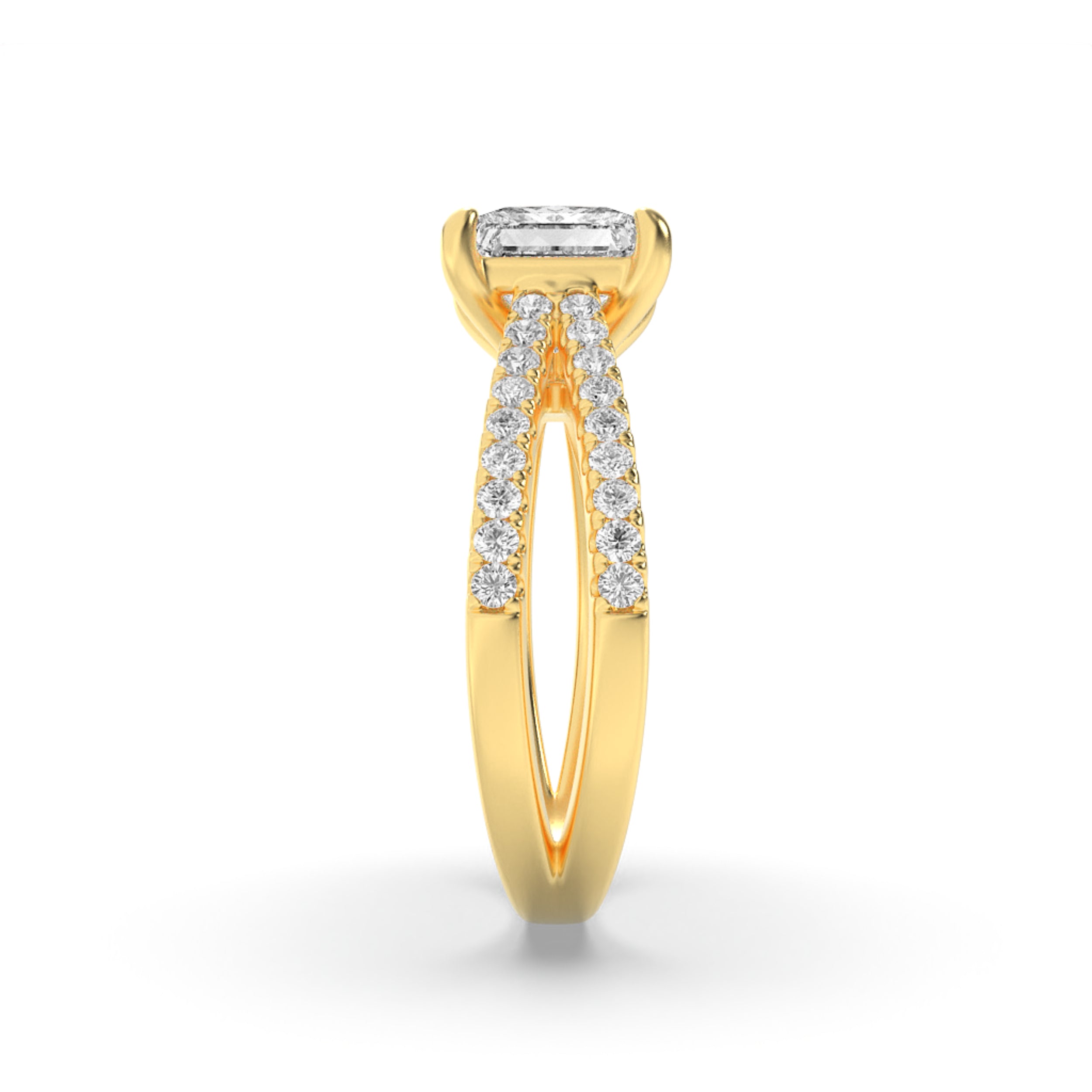 2CTW Princess Shaped Lab Grown Diamond (F/VS) Cross Shank Accented Engagement Ring in 14K Gold