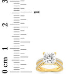 2CTW Princess Shaped Lab Grown Diamond (F/VS) Cross Shank Accented Engagement Ring in 14K Gold