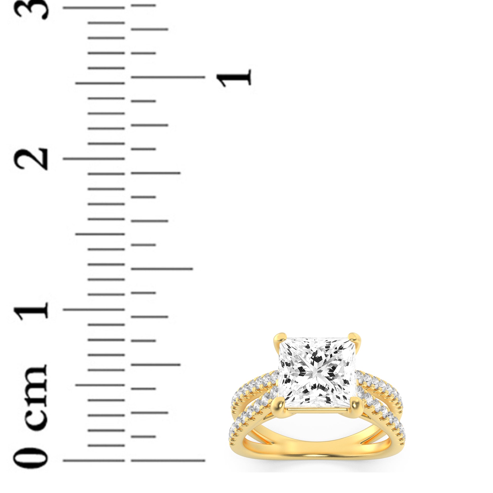 2CTW Princess Shaped Lab Grown Diamond (F/VS) Cross Shank Accented Engagement Ring in 14K Gold