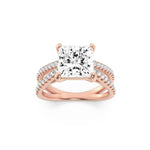 2CTW Princess Shaped Lab Grown Diamond (F/VS) Cross Shank Accented Engagement Ring in 14K Gold