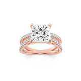 2CTW Princess Shaped Lab Grown Diamond (F/VS) Cross Shank Accented Engagement Ring in 14K Gold
