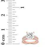 2CTW Princess Shaped Lab Grown Diamond (F/VS) Cross Shank Accented Engagement Ring in 14K Gold