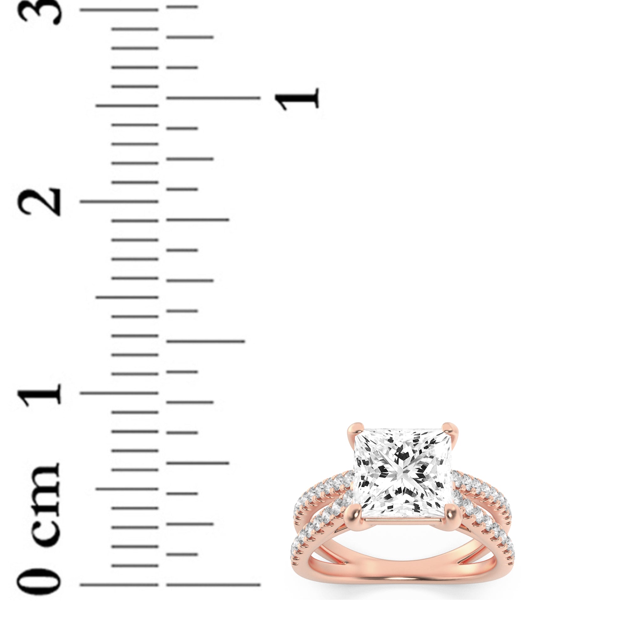 2CTW Princess Shaped Lab Grown Diamond (F/VS) Cross Shank Accented Engagement Ring in 14K Gold