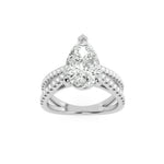 2CTW Pear Shaped Lab Grown Diamond (F/VS) Cross Shank Accented Engagement Ring in 14K Gold