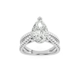 2CTW Pear Shaped Lab Grown Diamond (F/VS) Cross Shank Accented Engagement Ring in 14K Gold