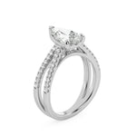 2CTW Pear Shaped Lab Grown Diamond (F/VS) Cross Shank Accented Engagement Ring in 14K Gold