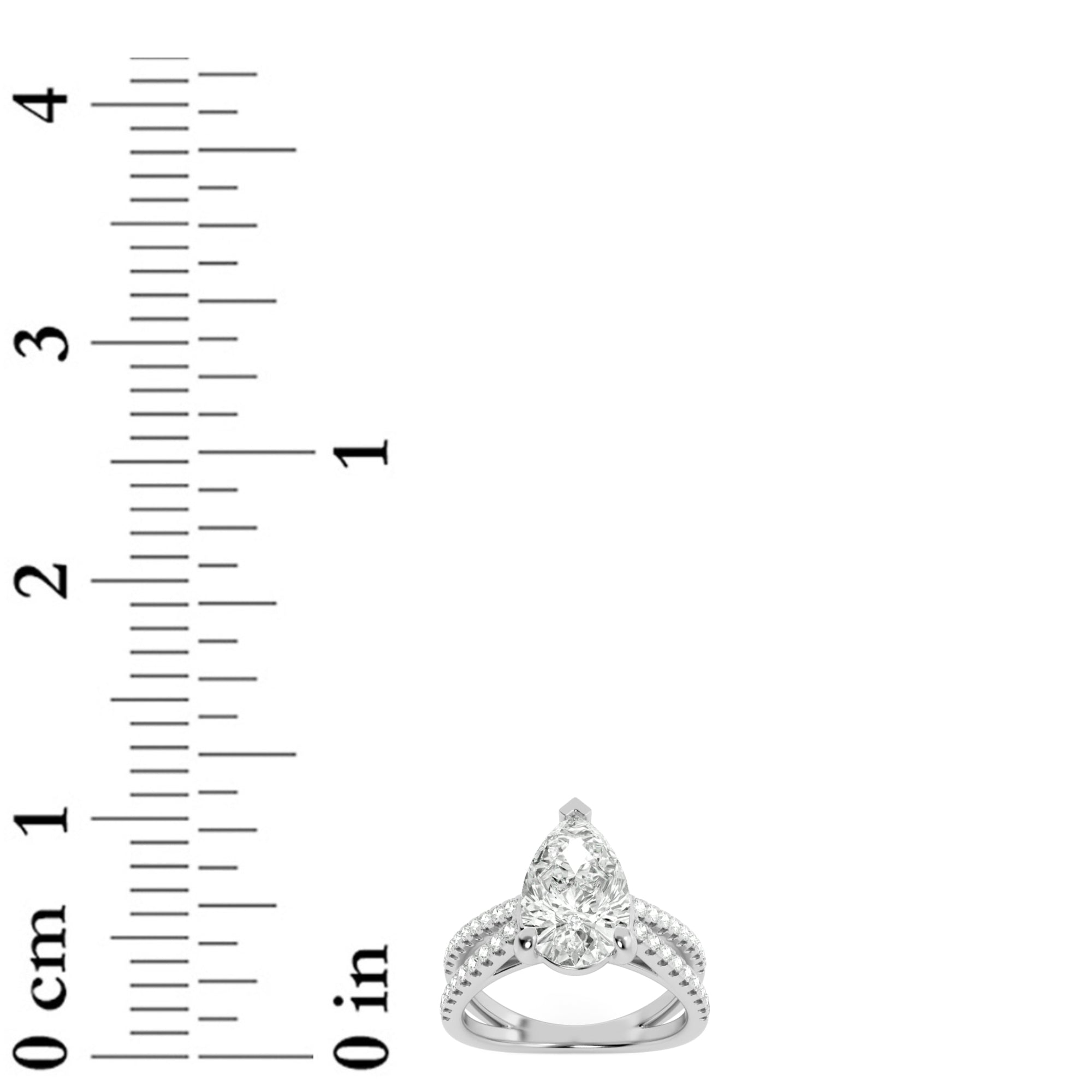 2CTW Pear Shaped Lab Grown Diamond (F/VS) Cross Shank Accented Engagement Ring in 14K Gold