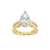 2CTW Pear Shaped Lab Grown Diamond (F/VS) Cross Shank Accented Engagement Ring in 14K Gold