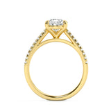 2CTW Pear Shaped Lab Grown Diamond (F/VS) Cross Shank Accented Engagement Ring in 14K Gold