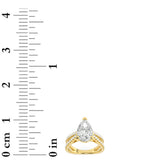 2CTW Pear Shaped Lab Grown Diamond (F/VS) Cross Shank Accented Engagement Ring in 14K Gold