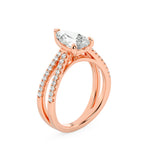 2CTW Pear Shaped Lab Grown Diamond (G/VS) Cross Shank Accented Engagement Ring in 14K Gold